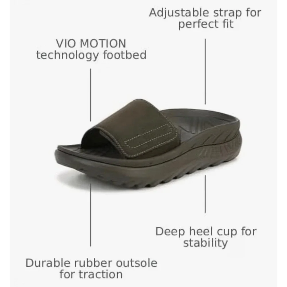Vionic Mens 10.5 Womens 12 Rejuvenate Recovery Slide Sandals Olive Green New
